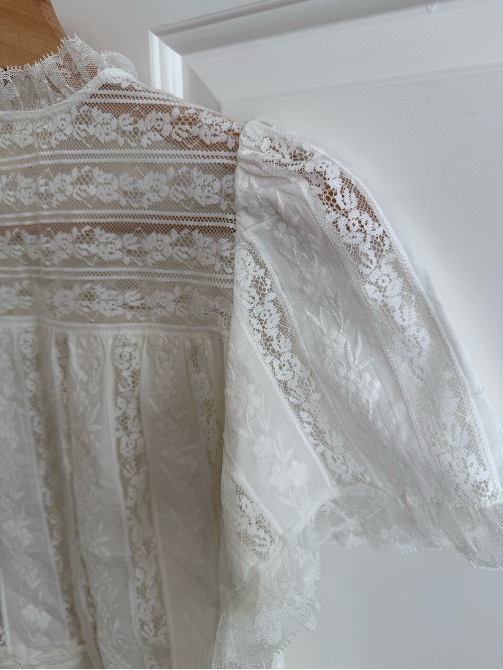 NWT Sezane Shenali - Button-up White Lace Blouse - Picture 8 of 10
